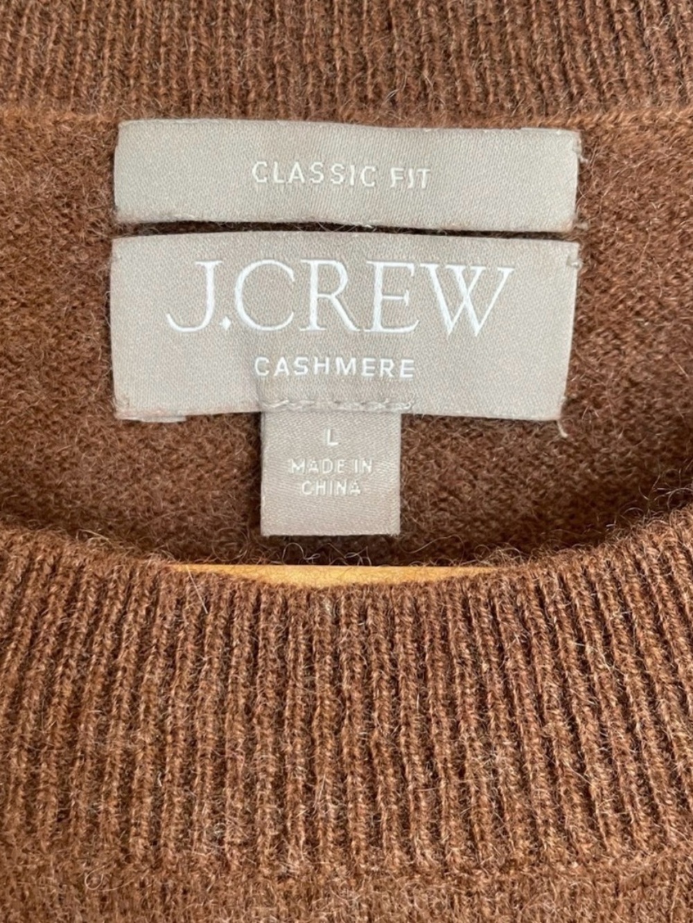 J.Crew Classic Crewneck Sweater – Rich Camel Brown – Size L - Picture 2 of 2